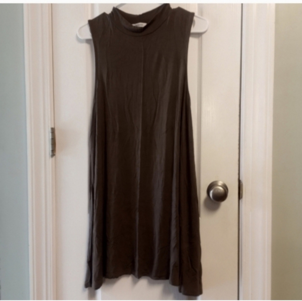 Cherish Tunic Dress Mini Women's L Olive Green Asymmetrical Hemline Summer